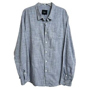 Rails Wyatt Mens Cotton Chambray Shirt XXL Blue Casual Long Sleeve Button Front